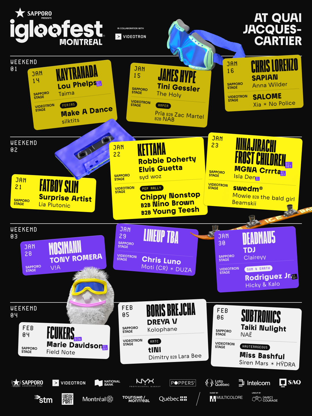 IGLOOFEST MONTREAL ANNOUNCES KAYTRANADA, SUBTRONICS, KETTAMA, DEADMAU5, FATBOY SLIM, BORIS BREJCHA, JAMES HYPE, CHRIS LORENZO + MORE FOR 2027 EDITION