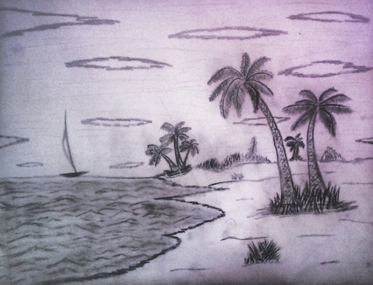 pencil+sketch,+palm+trees,+beach,+water,+clouds,+boat,+ocean,+plants,+nature.jpg