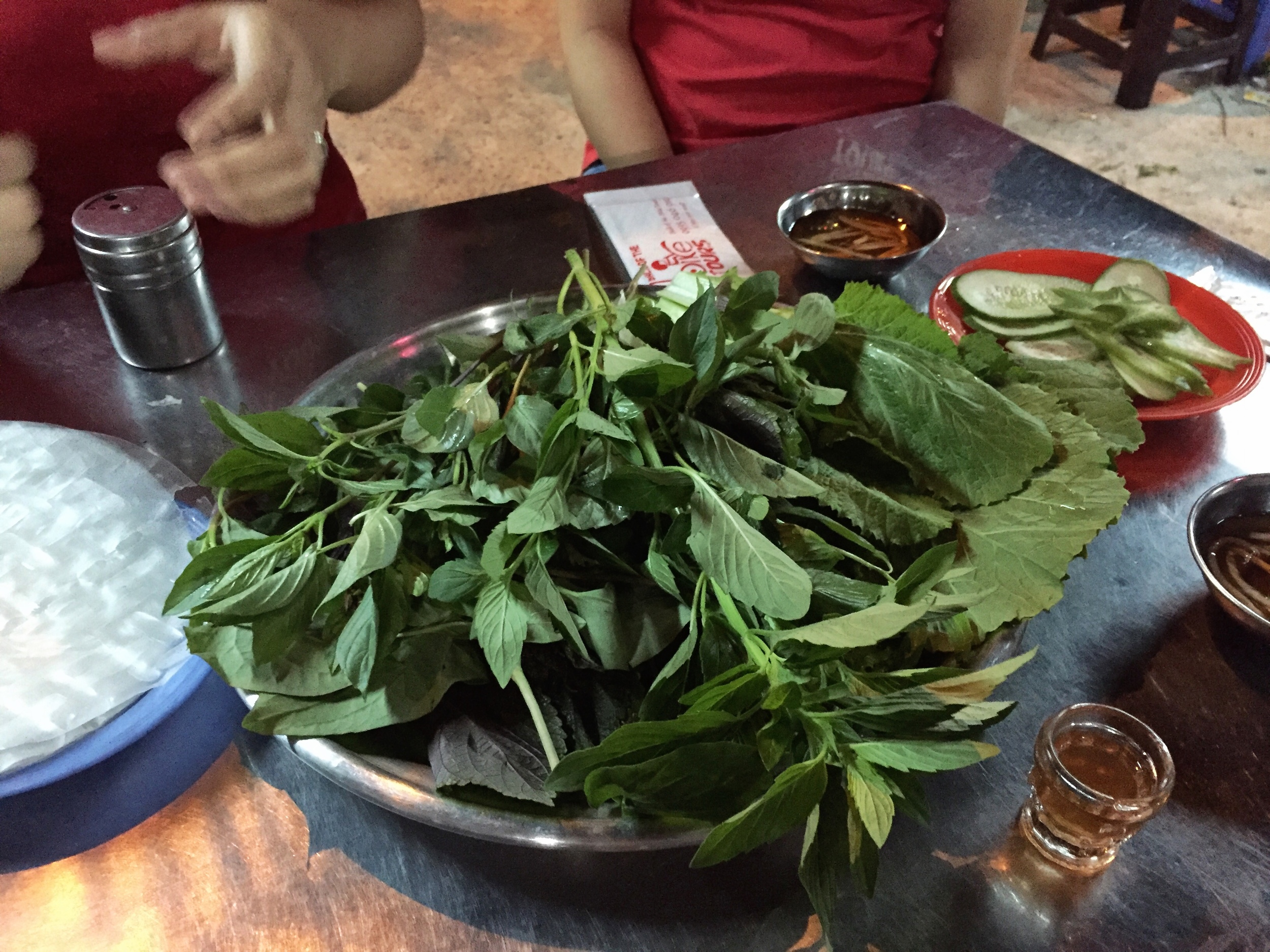 How can you ignore that giant plate of fresh herbs??