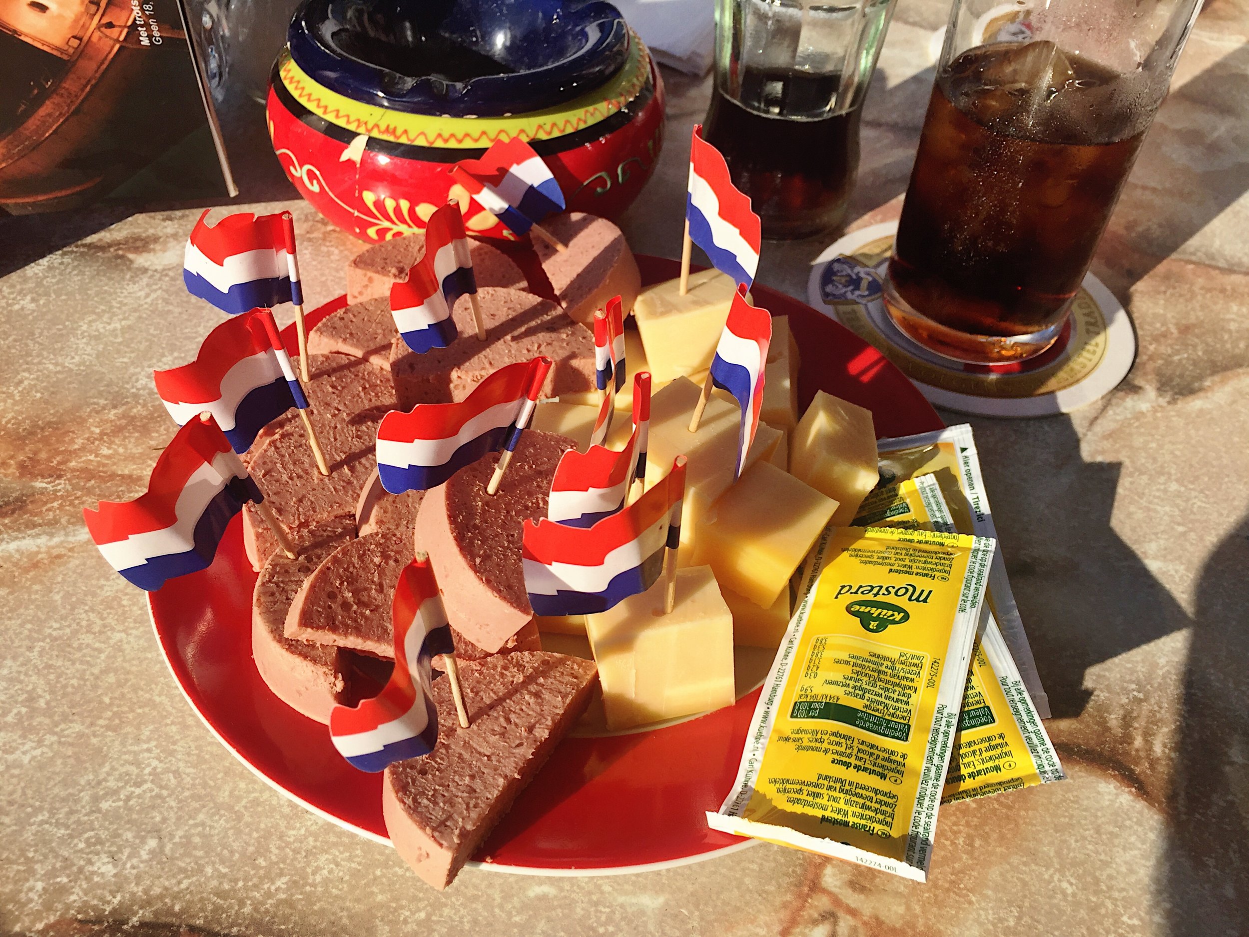 Liverwurst and cheese and mustard and the Dutch flag x 12