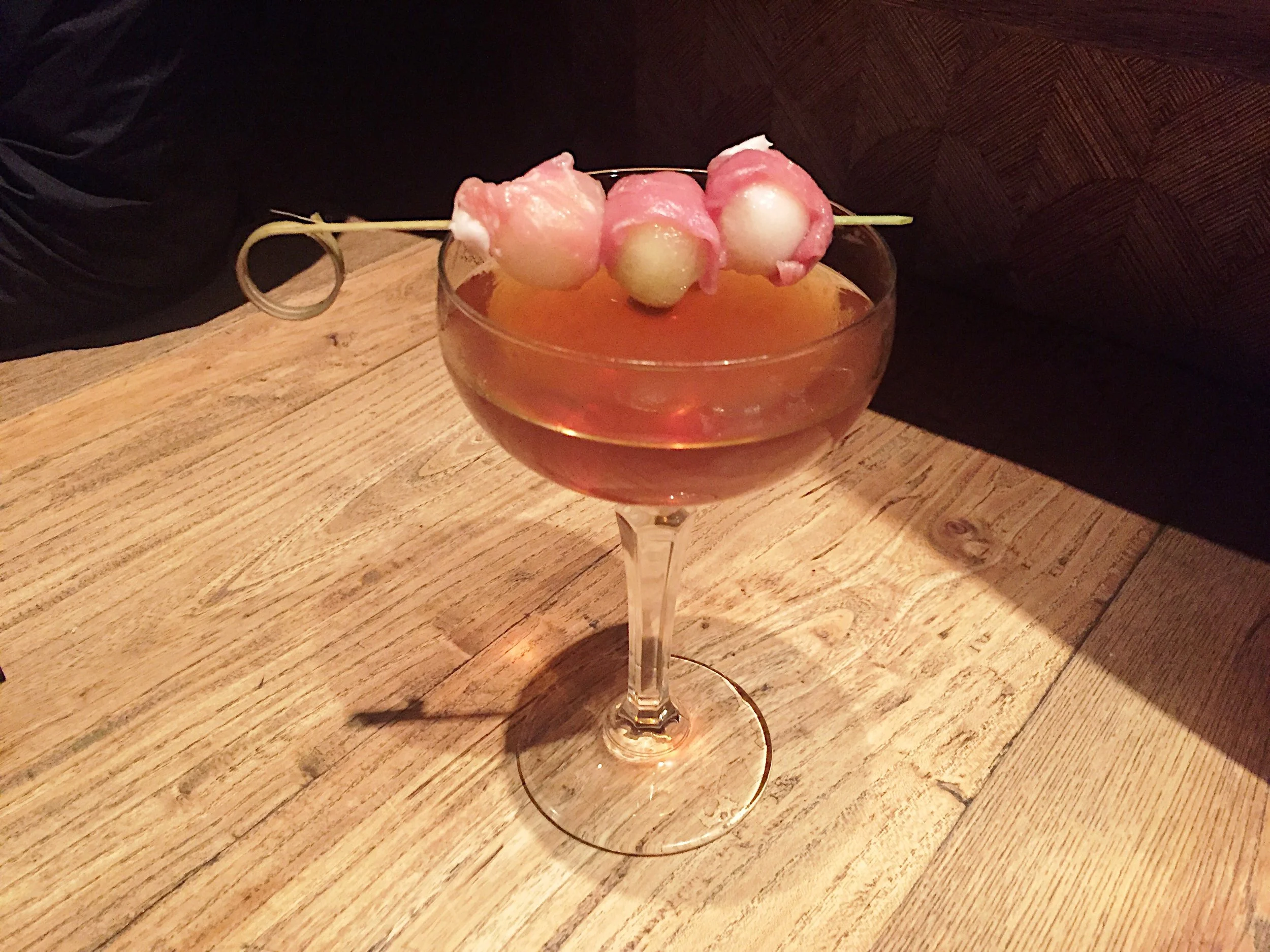 This is a bourbon cocktail that they added ham to... #becauseDutch