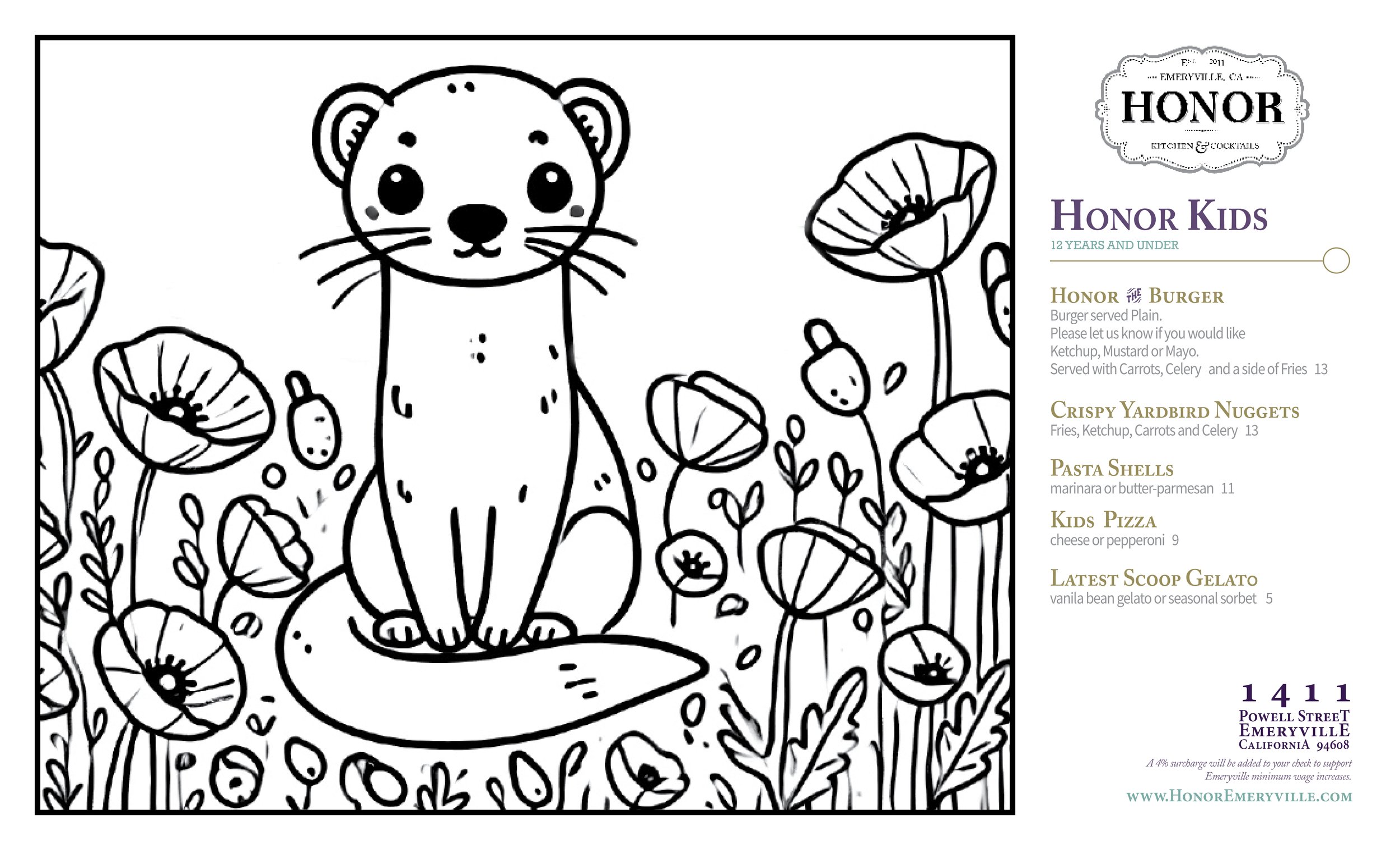 Black and white coloring page of a lion cub sitting on a rock surrounded by large flowers, leaves, and berries.