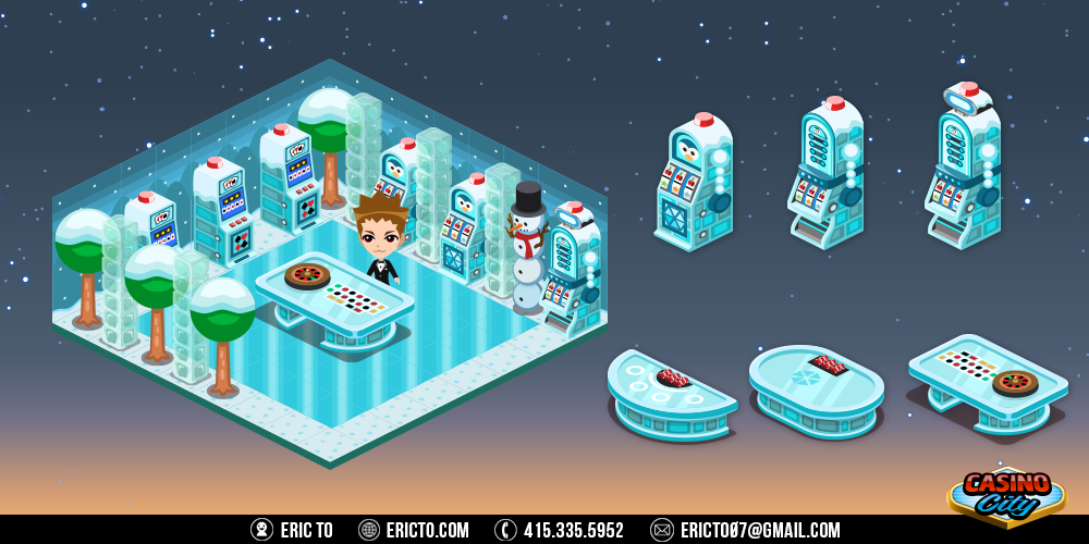 Snow theme - Gambling tables, slots, and decor