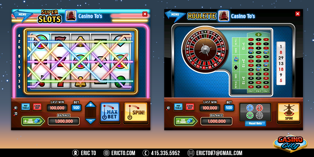 slot machine and roulette gambling games.
