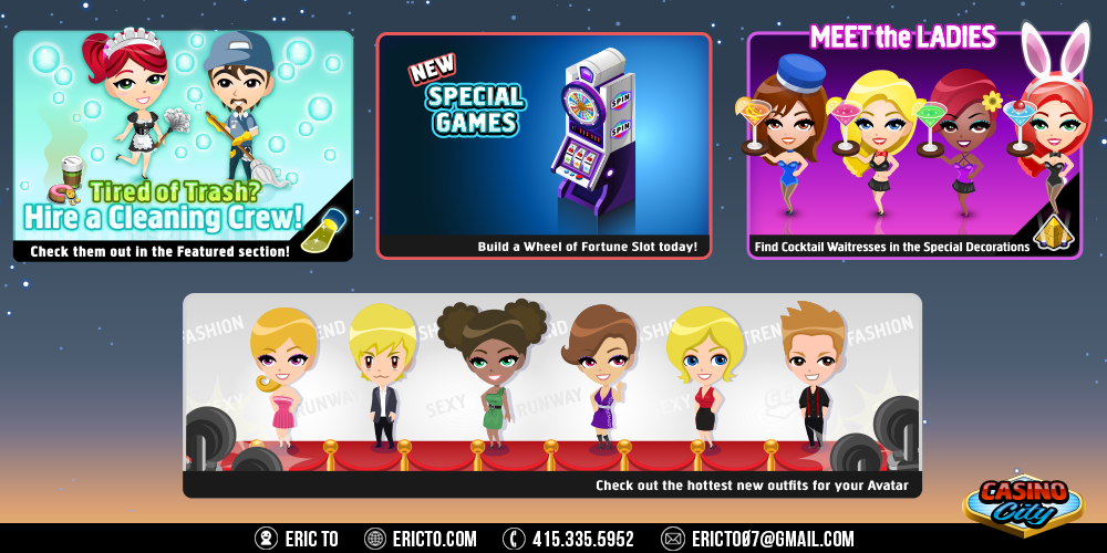 Banner ads for new features.