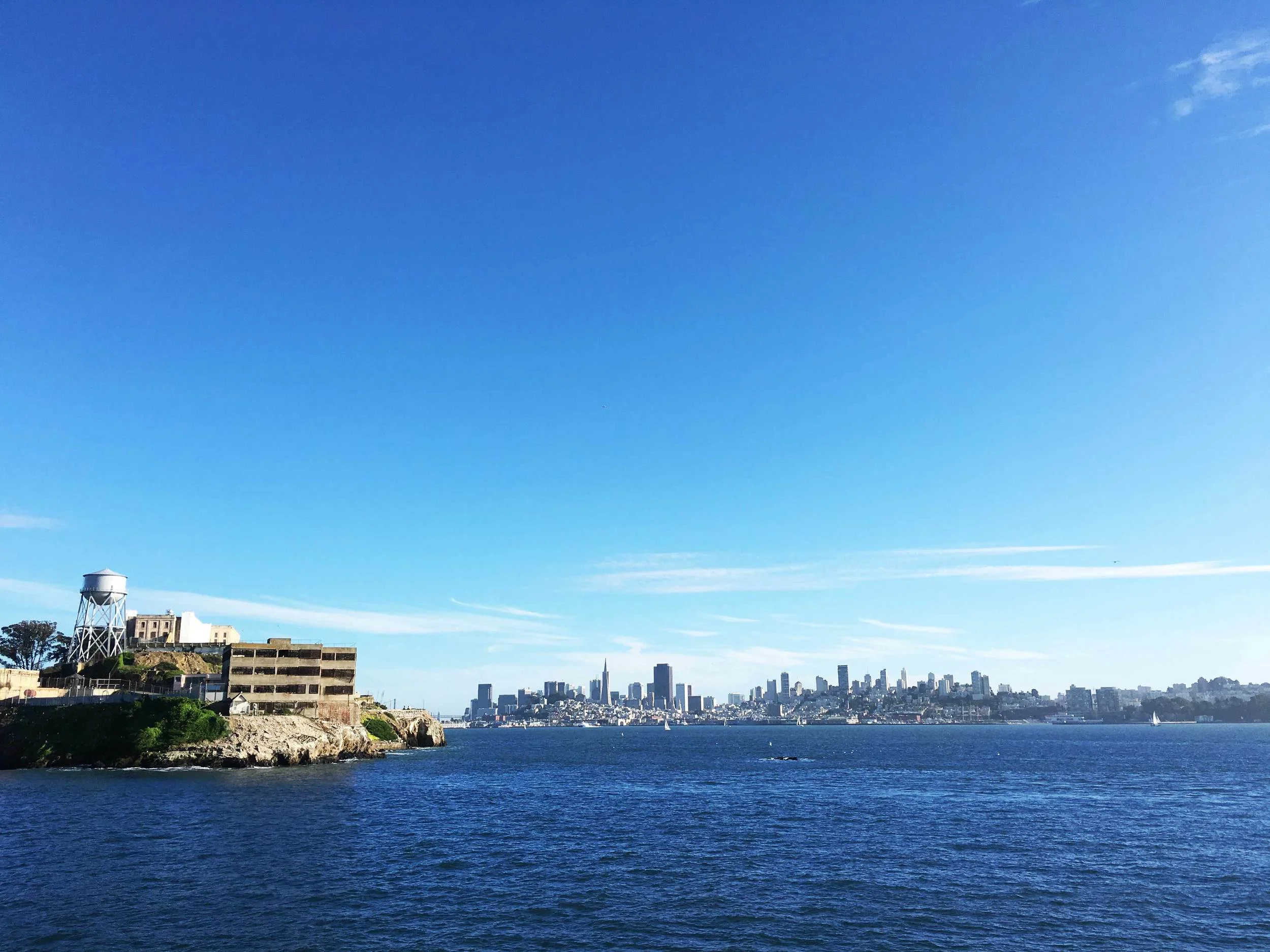 The back side of Alcatraz Island with SF in the background