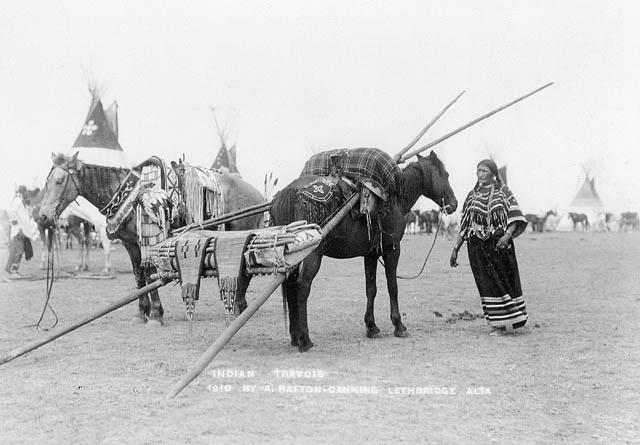 Kainai travois, southern Canada