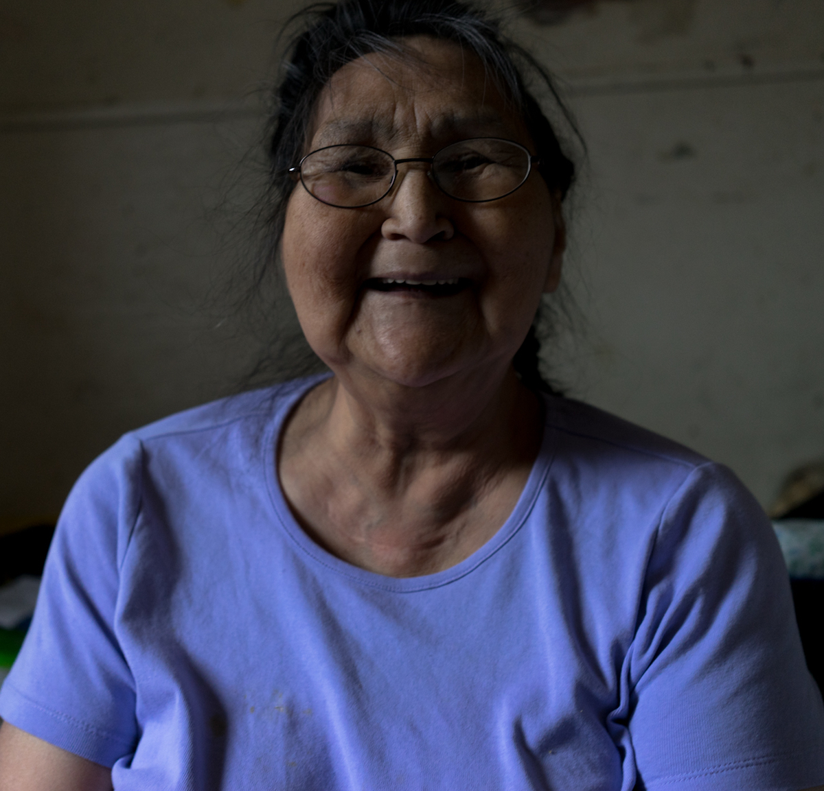 Nora Kuzuguk, 70, recounts stories from her childhood.