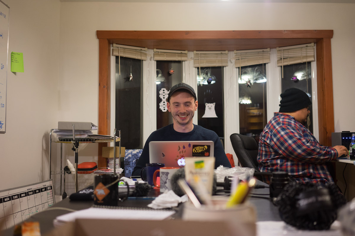 Andrew Morrison of the The Jerry Cans and Josh Qaumariaq of The Trade-Offs, another band on Aakuluk Music.