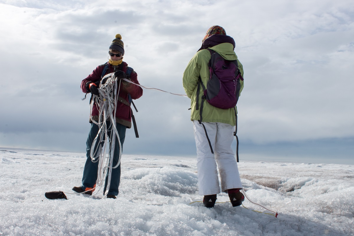The Greenland ice sheet is 10,000 feet thick in the center. “You can't go there. You can't see it,” Joel Harper says. That’s why he has his students working on mapping the bed with radar.