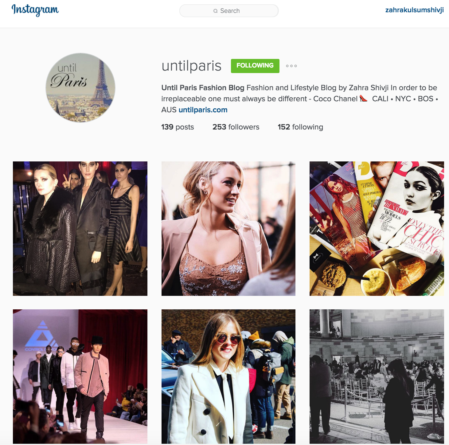 Until Paris - Blog Instagram