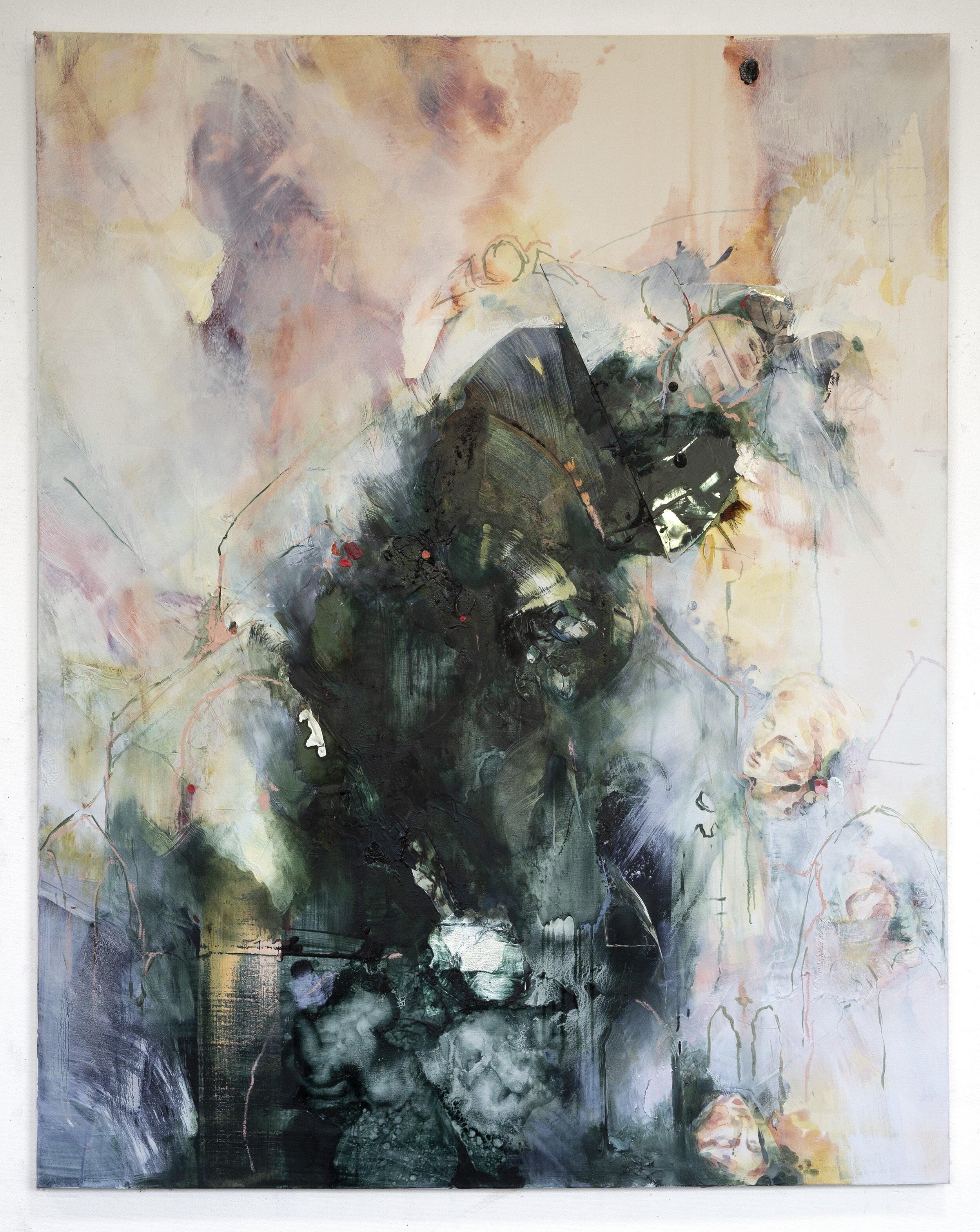   Cathedral of Moss and Fog , Oil and Mixed Media on Canvas,     60” x 48”, 2020 