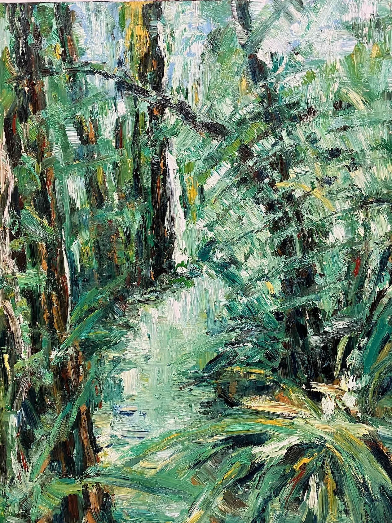   Morning Bush Walk   oil on board   60×45cm    Enquire   