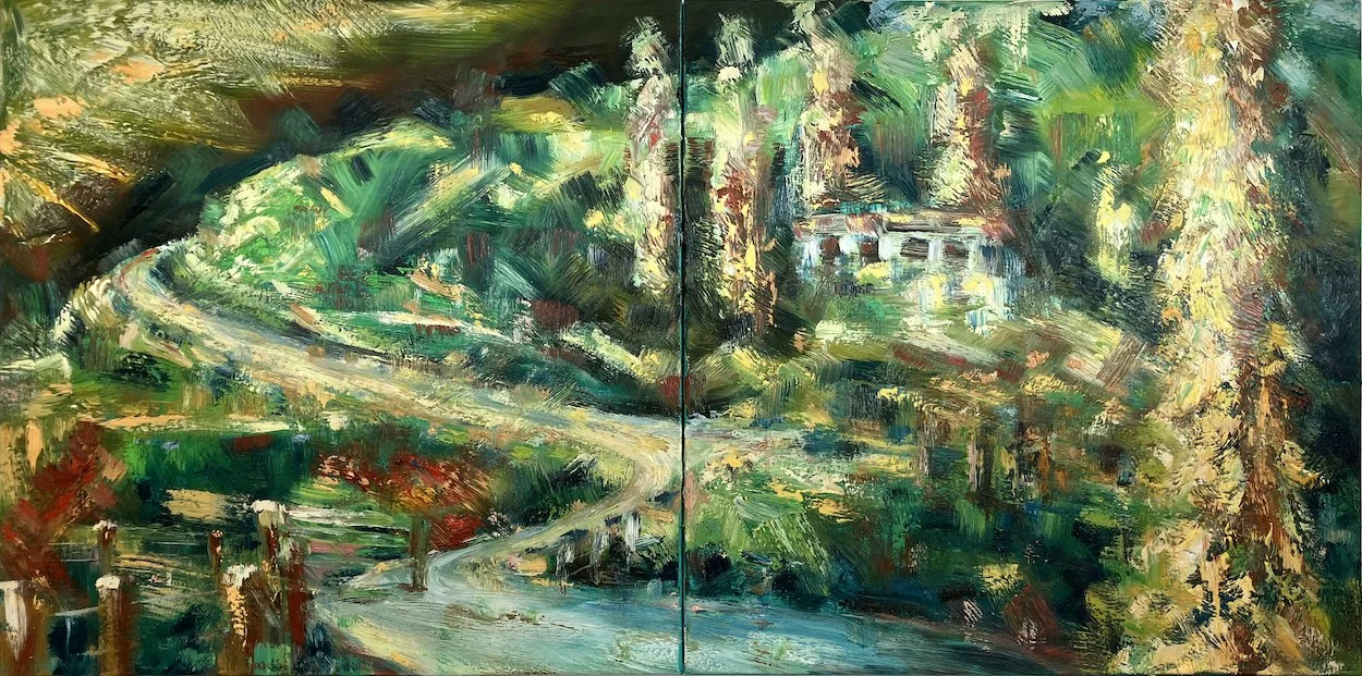   Road to Nowhere   oil on canvas   61 x 122cm diptych    Enquire     