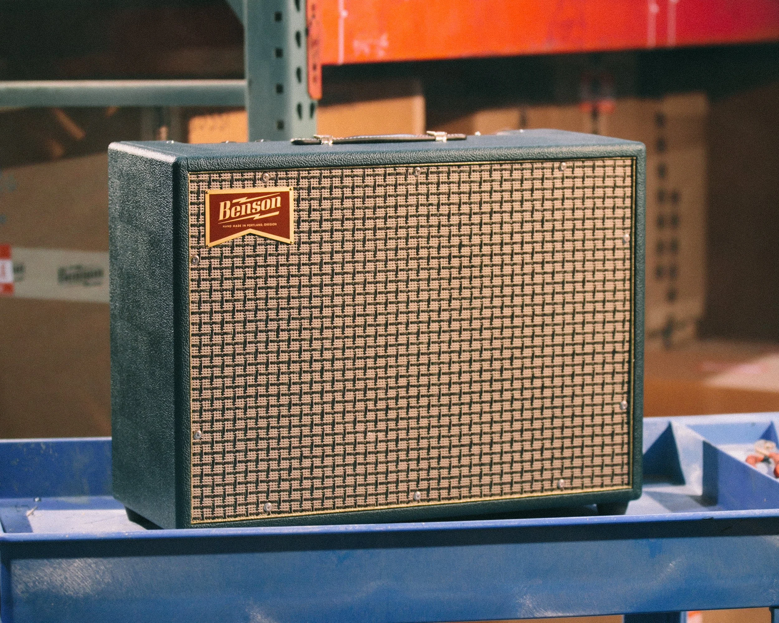 Monarch Reverb Plus 1x12 combo in Green Tolex and Checked Grill Cloth with Gold Piping