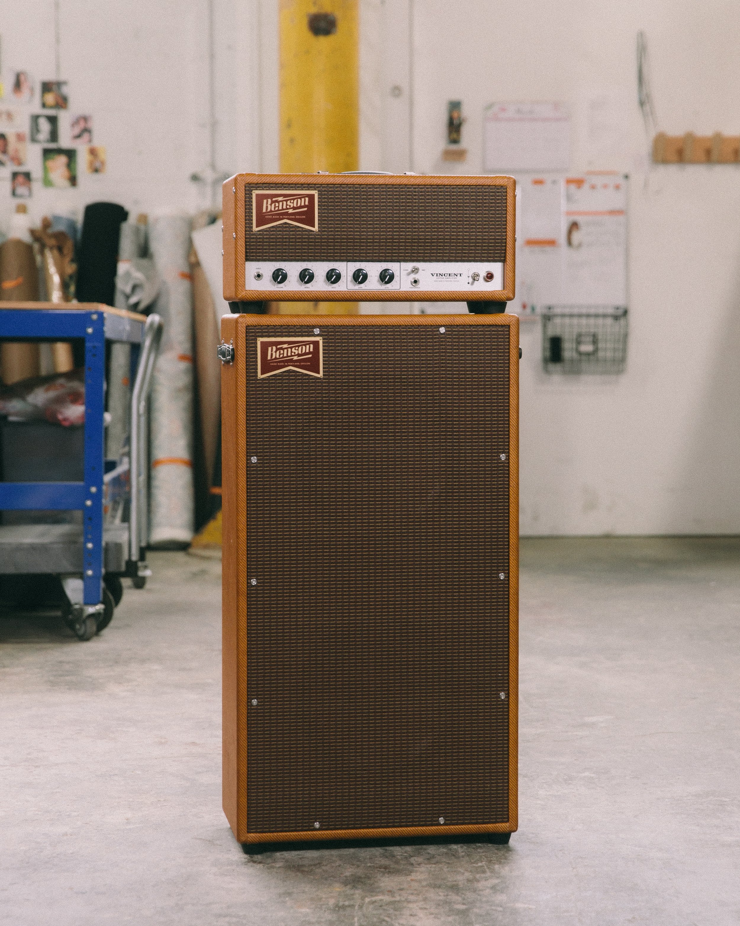 Vincent 30 Watt Head and 2x12 Vertical Cab in Aged Tweed w/ Oxblood Grill