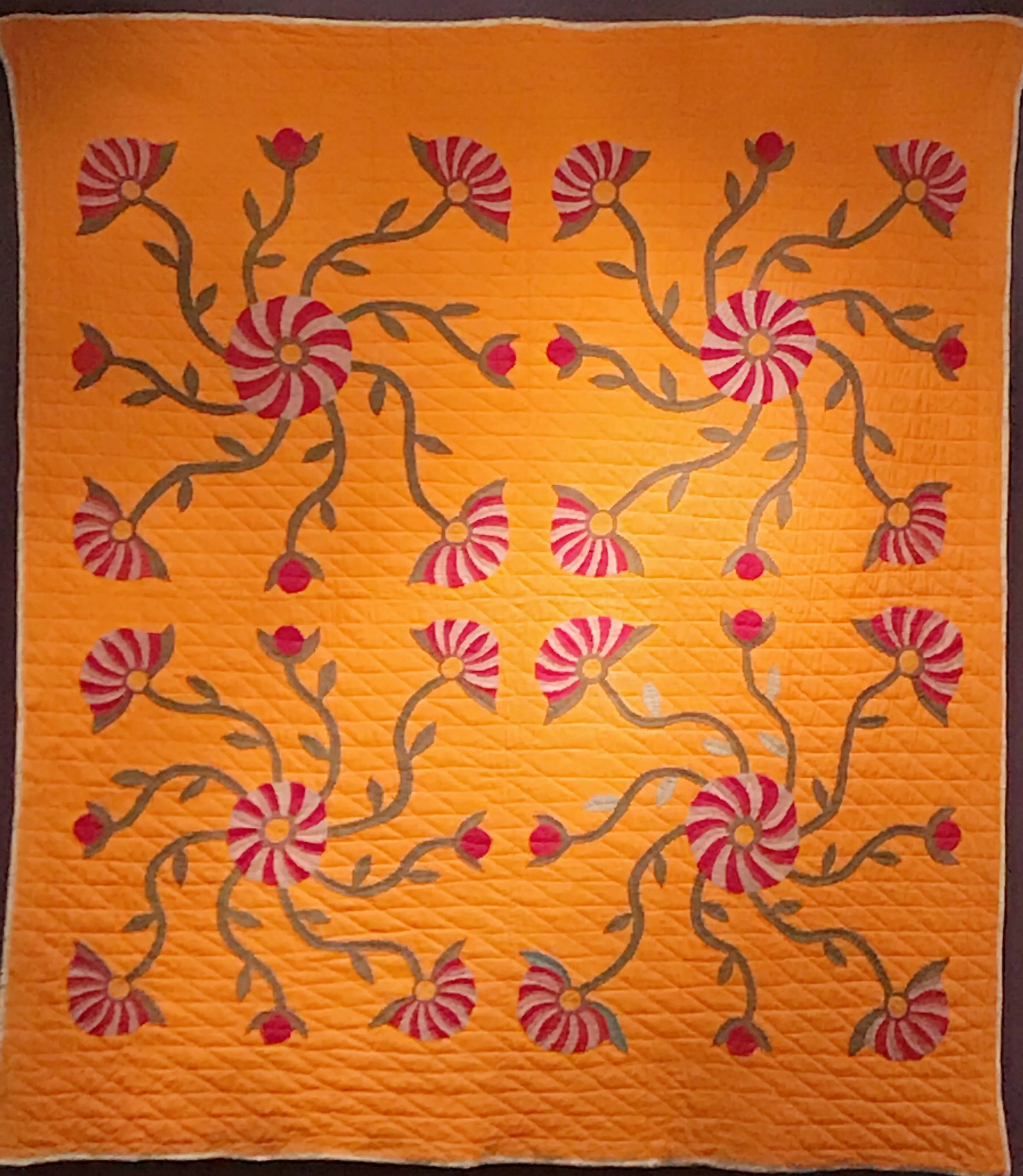 Pinwheel Flower Quilt ca 1860