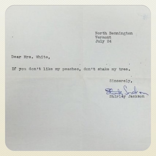 Filing away this response from Shirley Jackson for future use. 🌳🍑 Repost from @theunsungheroines 
#shirleyjackson