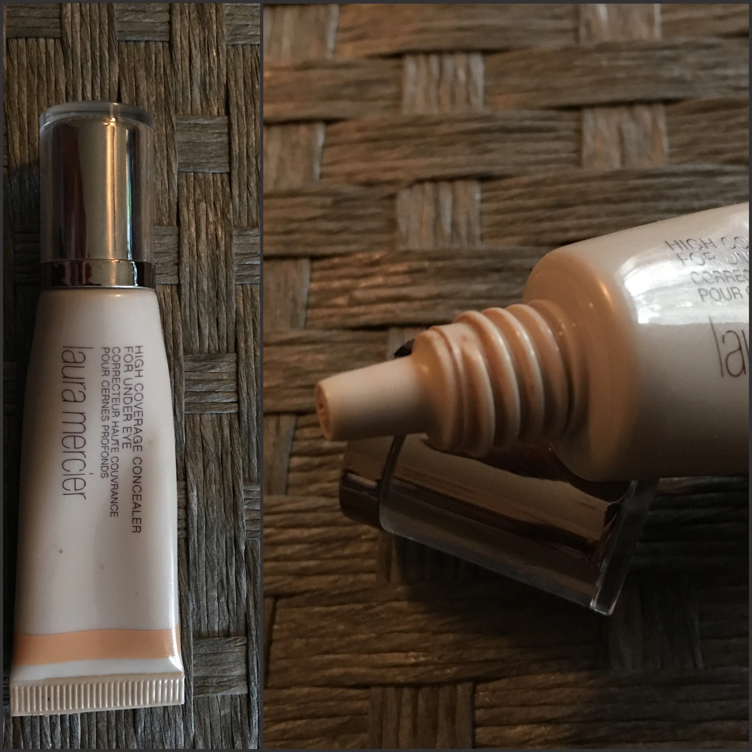   Laura Mercier High Coverage Concealer    My go to blemish concealer!&nbsp; This is a GREAT concealer for covering blemishes and dark spots.&nbsp; A teeny tiny pin dot will fully cover a lot.&nbsp; It says it's for undereye circles as well but I fi