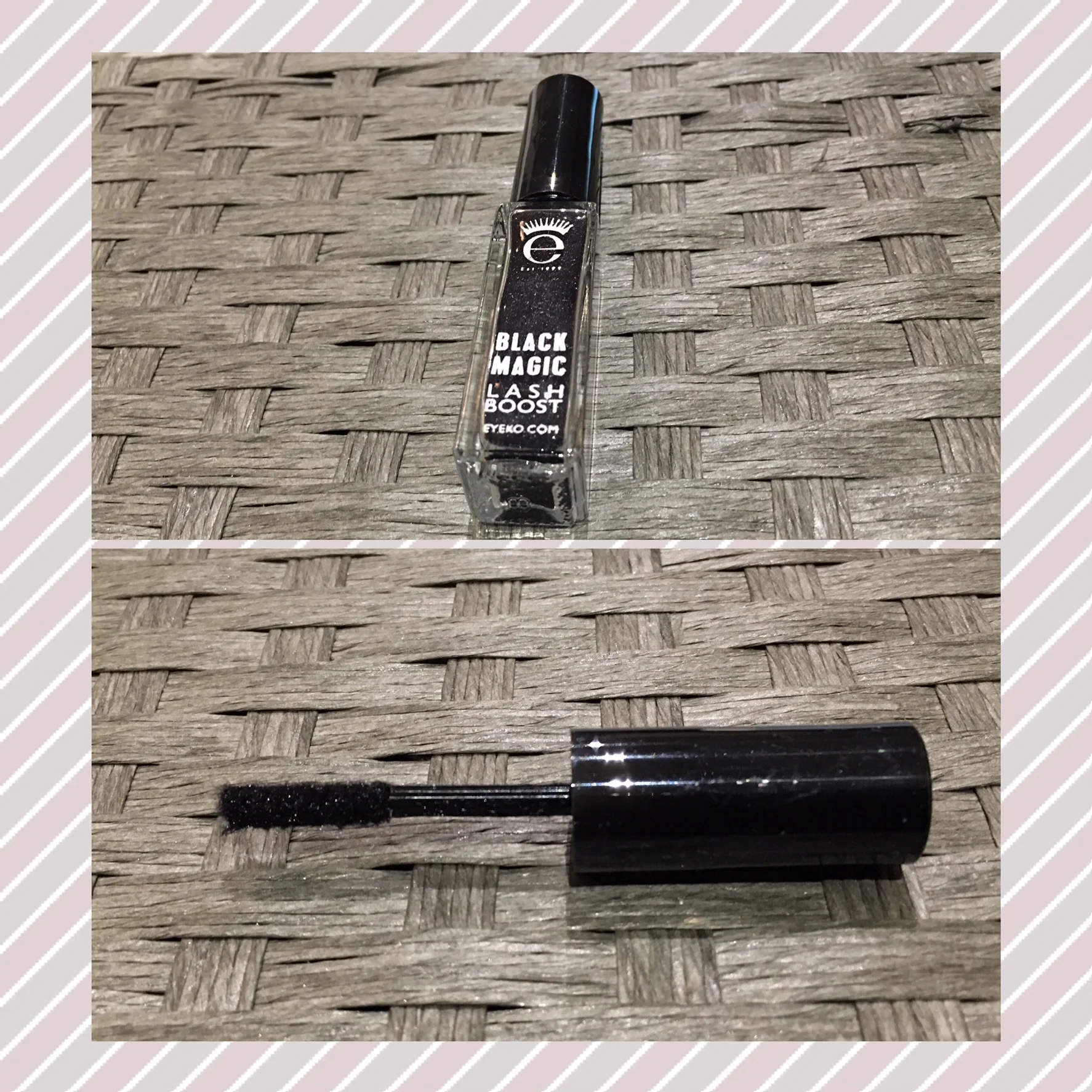    Eyeko Magic Lash Boost Fibers     Description:    Eyeko Black Magic Lash Boost is a brush-on lash extension formula that contains 100% natural plant-based cellulose fibers to bring volume to your lashes without irritating sensitive eyes. You're le