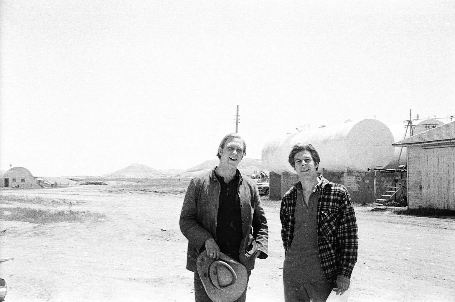 Rising Up Angry original members and Lake Forest College pals Michael Gaylord James and Pat Stugis on a road trip somewhere out west. Early 1970's