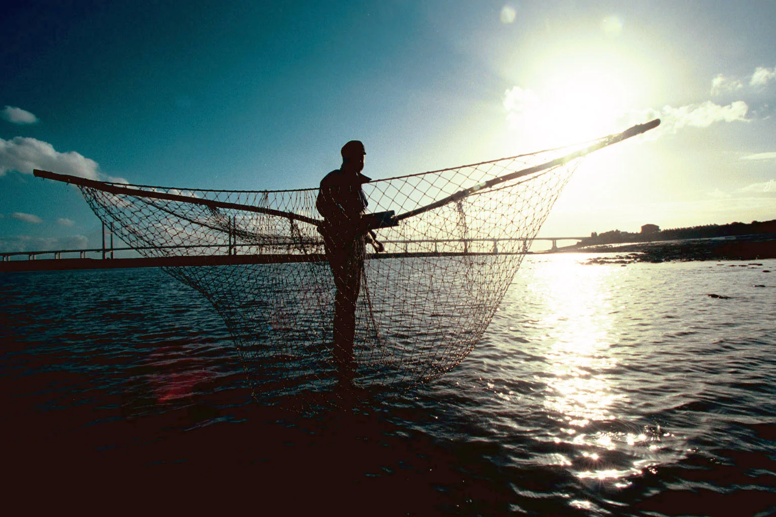 Lave net fisherman on the River Severn, Portskewett.