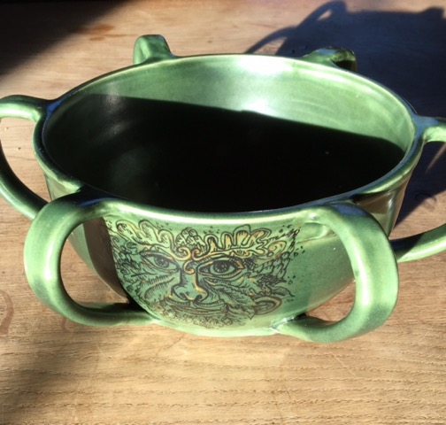 The wassail cup. Created by a local potter and decorated by Kate Martin 