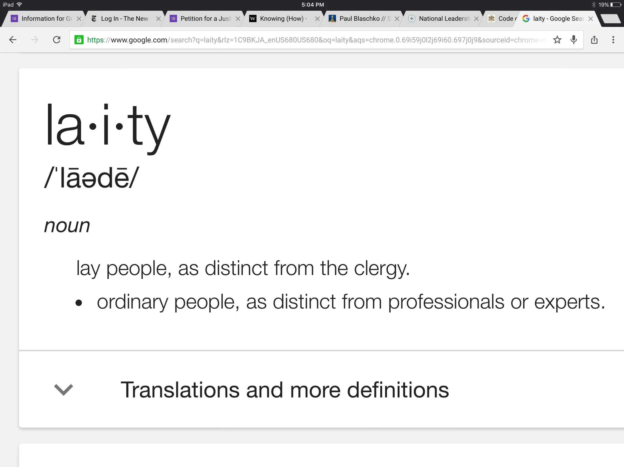 I googled "Laity" and took a screenshot of the result
