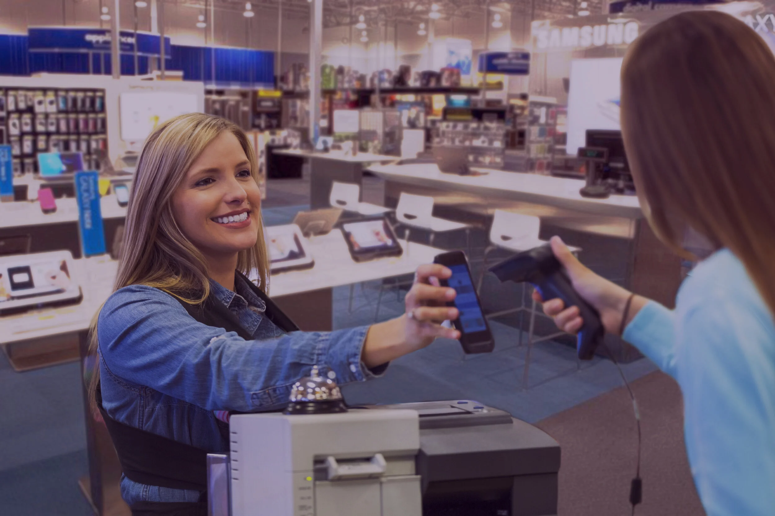 Lady Scanning Phone Burned Purple Overlay.jpg