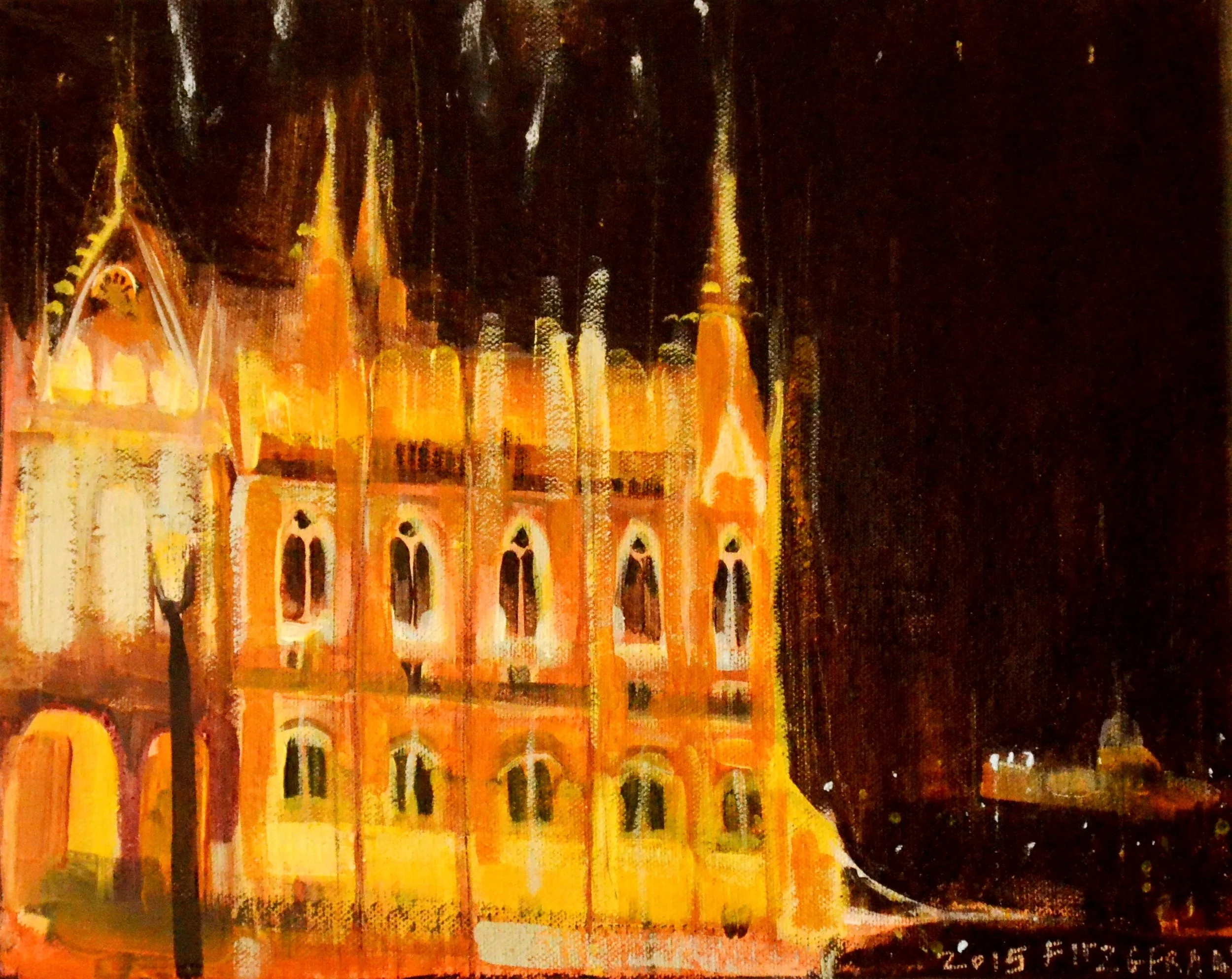  BUDAPEST PARLIAMENT BUILDING OIL ON CANVAS 2015 SOLD 