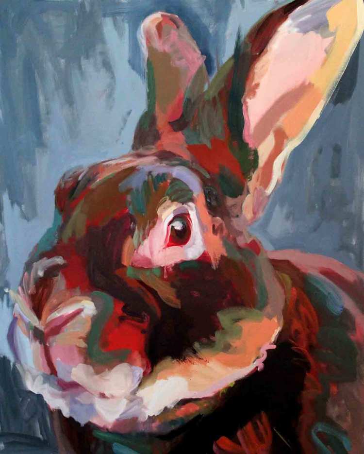 Rabbitude, Major Tom, 2016 Oil on canvas 48 x 60"