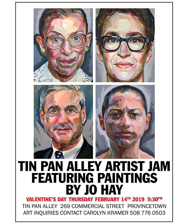 One night only exhibit of Jo&rsquo;s Persisters series at Tin Pan Alley Provincetown.  Thank you @tin.pan for including @johayartist Jo Hay as one of your featured artists in your Artist Jam Thursday nights. What better way to spend Valentines Day th