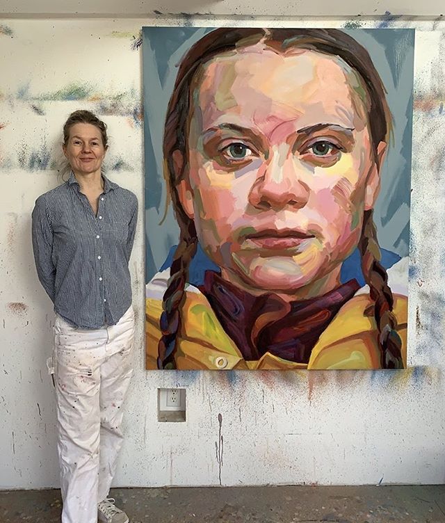 What were you doing with your life at 15 years old?
Jo Hay&rsquo;s latest portrait painting of a true hero throughout the world. Greta Thunberg ! #gretathunberg @gretathunberg 
Greta Thunberg (born 3 January 2003) is a school girl in Sweden who, at a