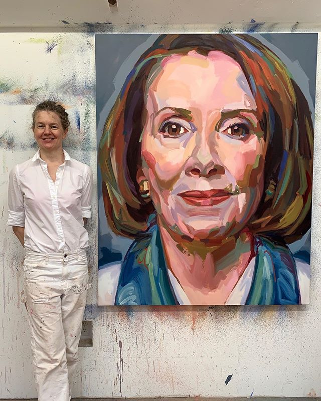 Jo Hay's latest portrait painting of The Honorable Speaker of The House of Representatives Nancy Pelosi. The only woman to have done so in the history of our country. As Speaker of the House, she is second in the presidential line of succession, imme