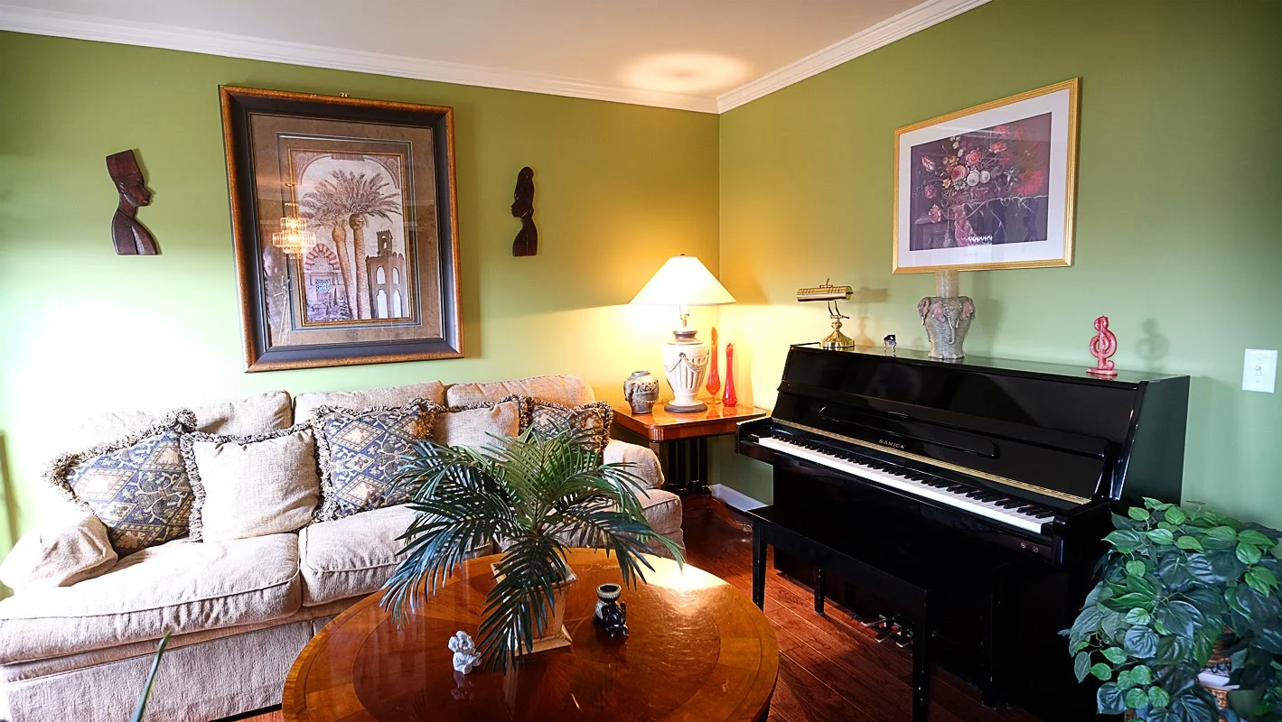 Green room with piano - Residential painting by Nash Painting Nashville TN