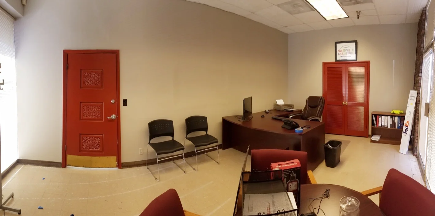 White office with red doors - Residential painting by Nash Painting Nashville TN