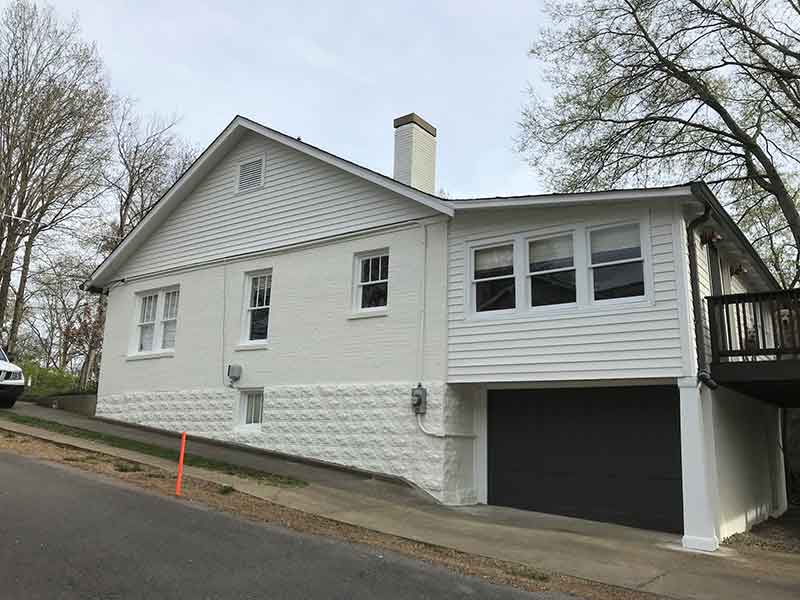 White Exterior Paint with a Teal Front Door - Exterior House Painting in Nashville, TN
