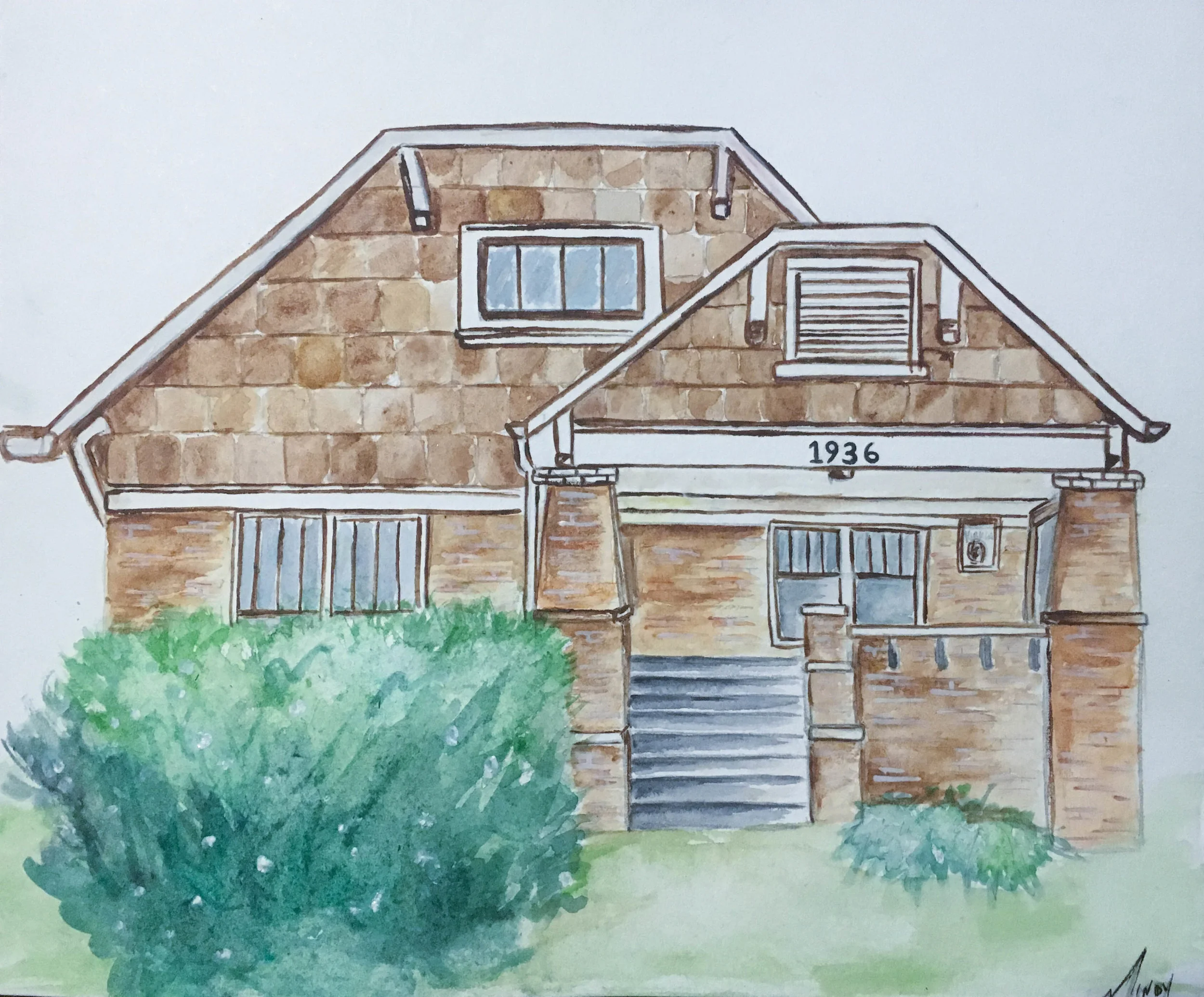 Custom Watercolor House Portrait