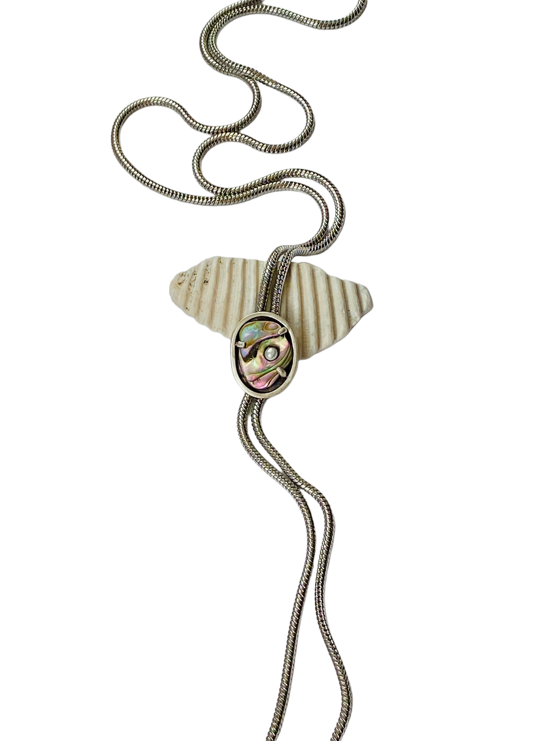 Abalone and Pearl Bolo Tie Silver — Beach Bones