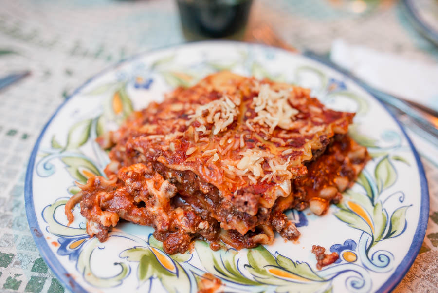 For meat lovers homemade lasagna served with salad