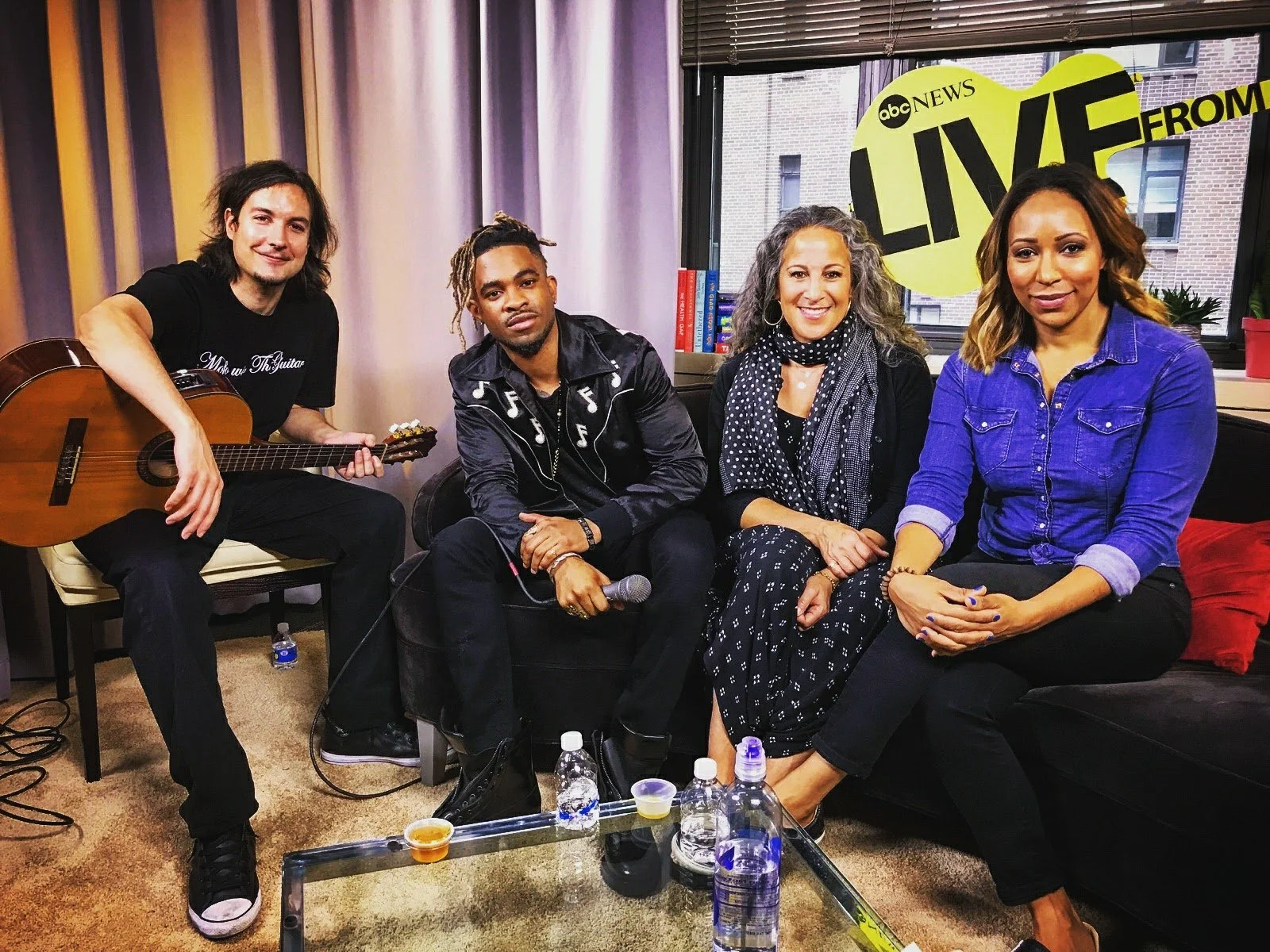 Dan Haedicke performing guitar live on ABC News morning show with Elijah Blake.