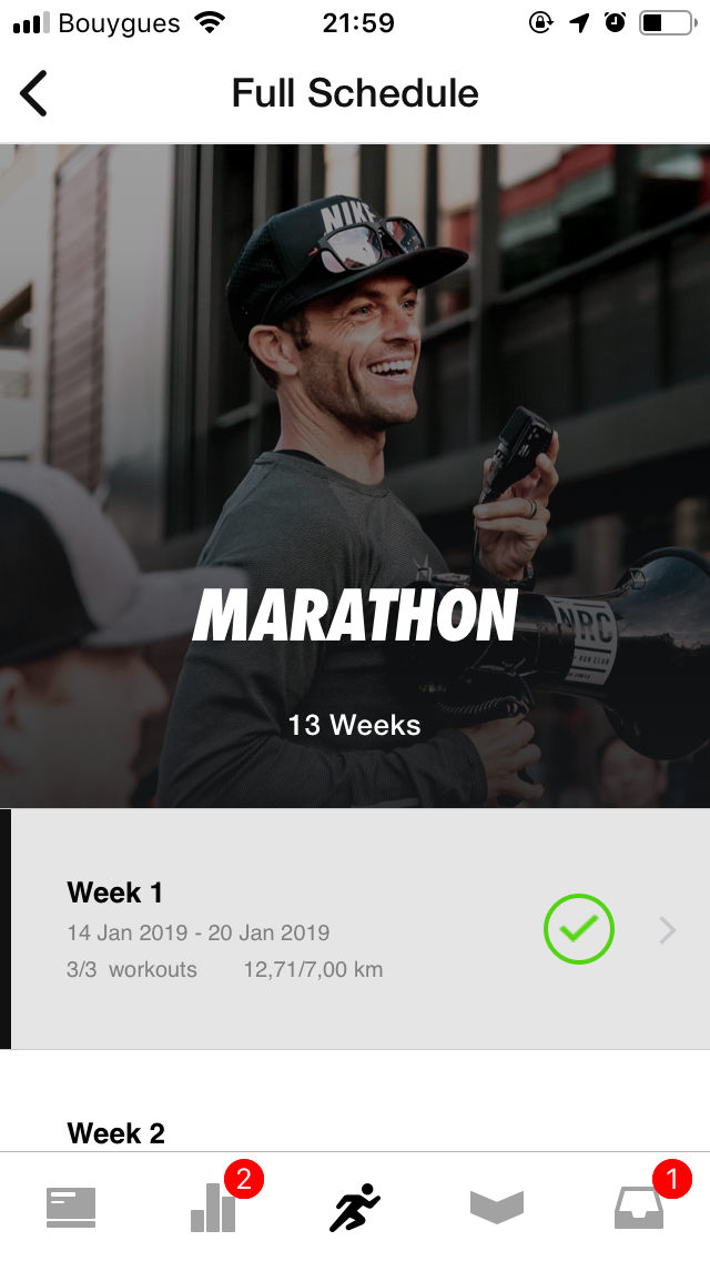 nike running app marathon training review