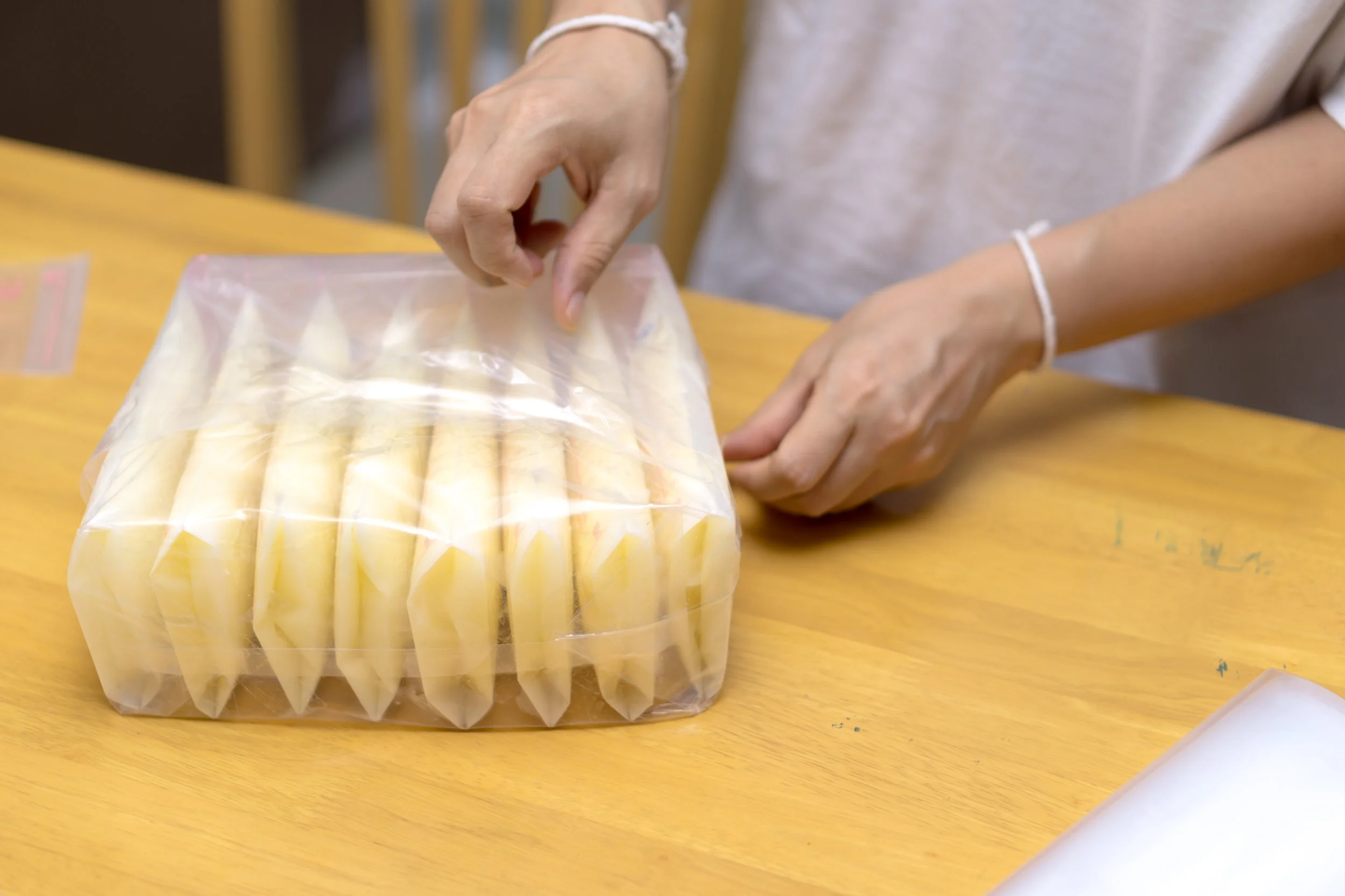 Labeled bags of stored breast milk frozen for donation