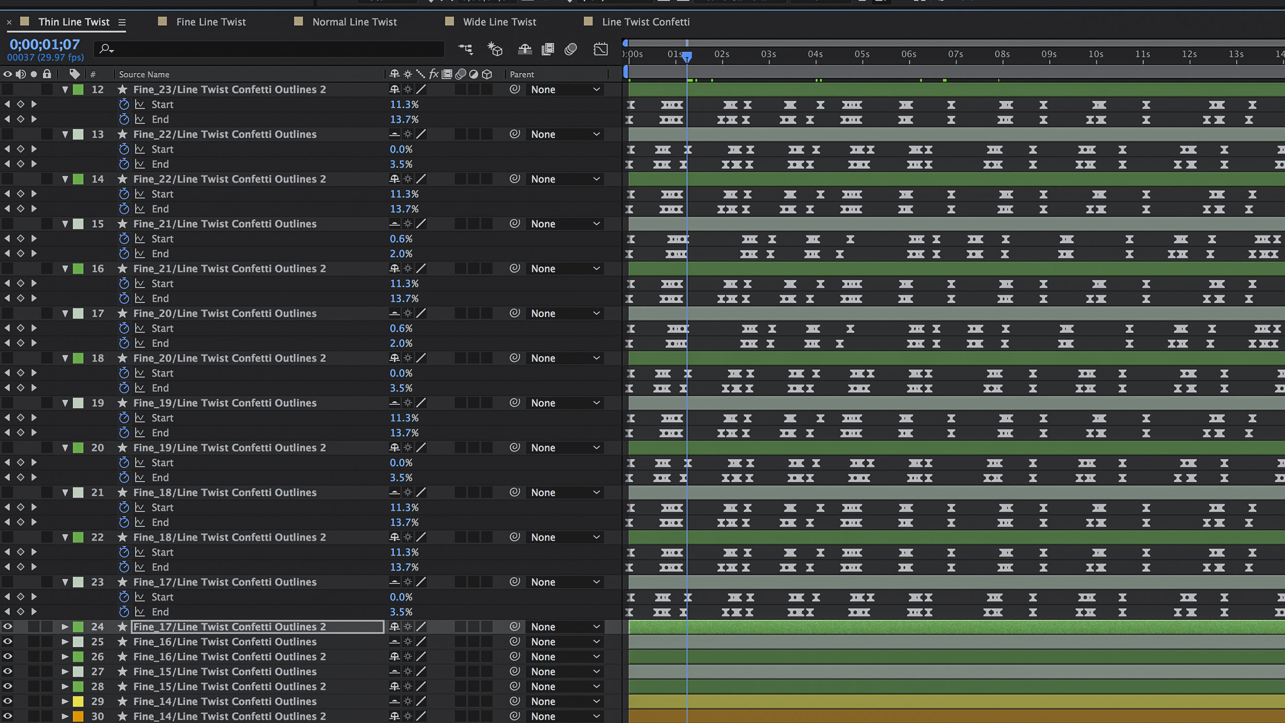 Screen shot of AE for one of my gif studies. It may not look like a lot of work until you see all the keyframes involved.