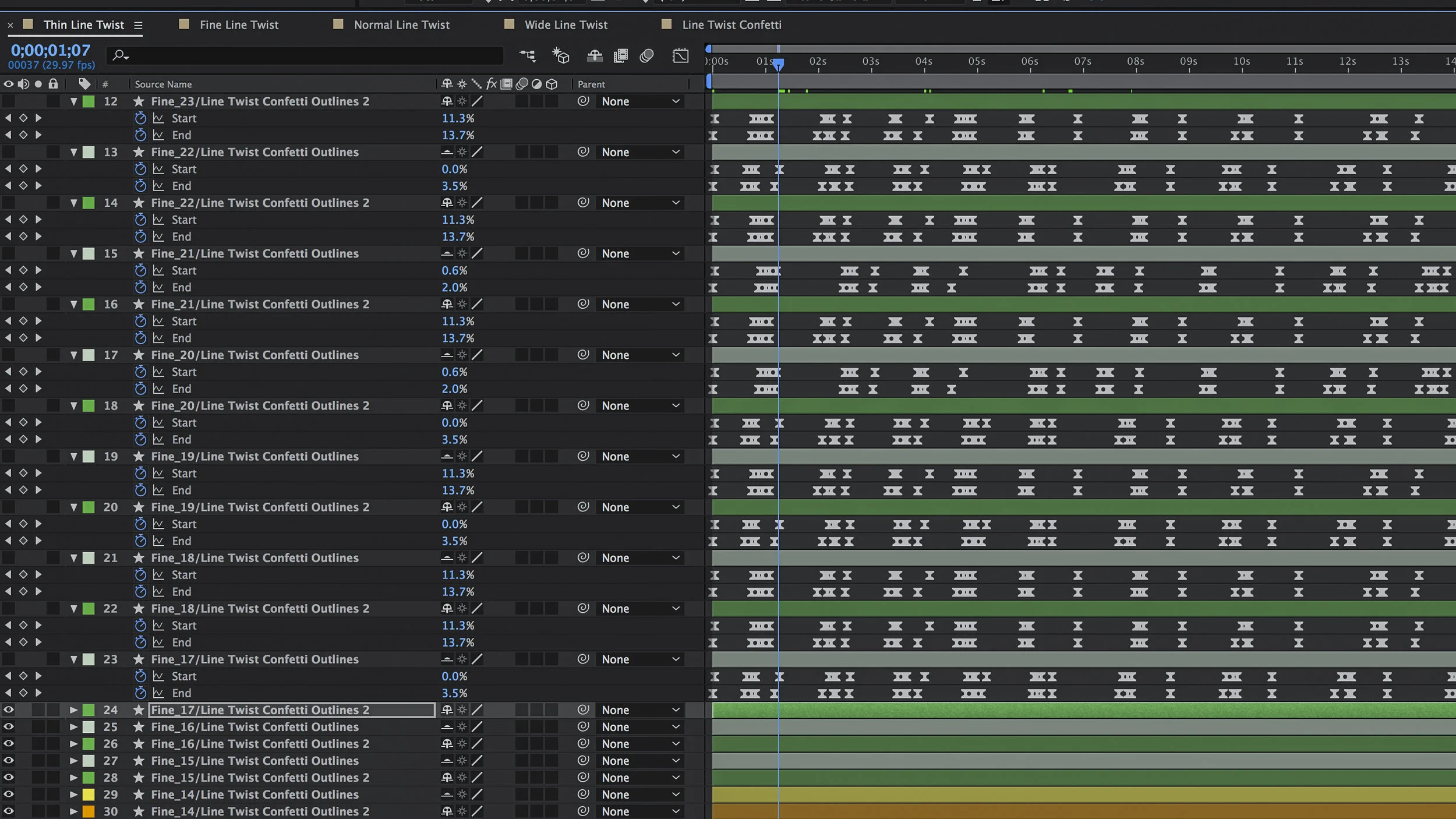 Screen shot of AE for one of my gif studies. It may not look like a lot of work until you see all the keyframes involved.