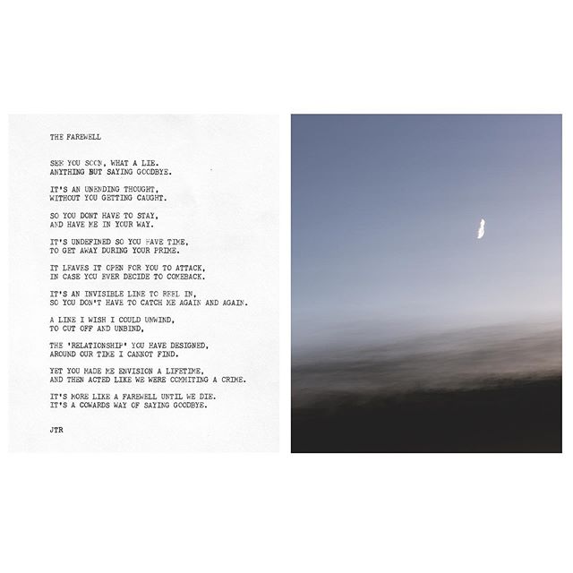 The Farewell
.
.
.
#jtr #contemporaryart  #art #poetry #poem #poet #photography #diptych #photograph #moon #driving  #the #farewell #typewriter #typewriterpoetry