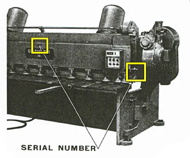 Mechanical & Hydraulic Shear Serial Number Location