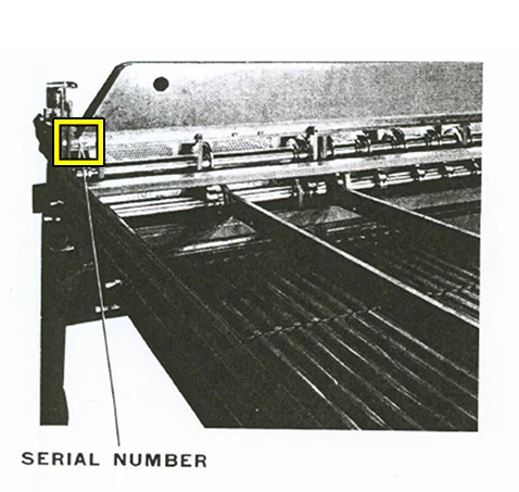 Sheet Slitter Serial Number Location
