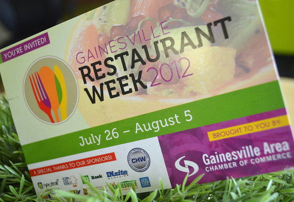neutral7 graphic design gainesville restaurant week event branding awards printing postcard