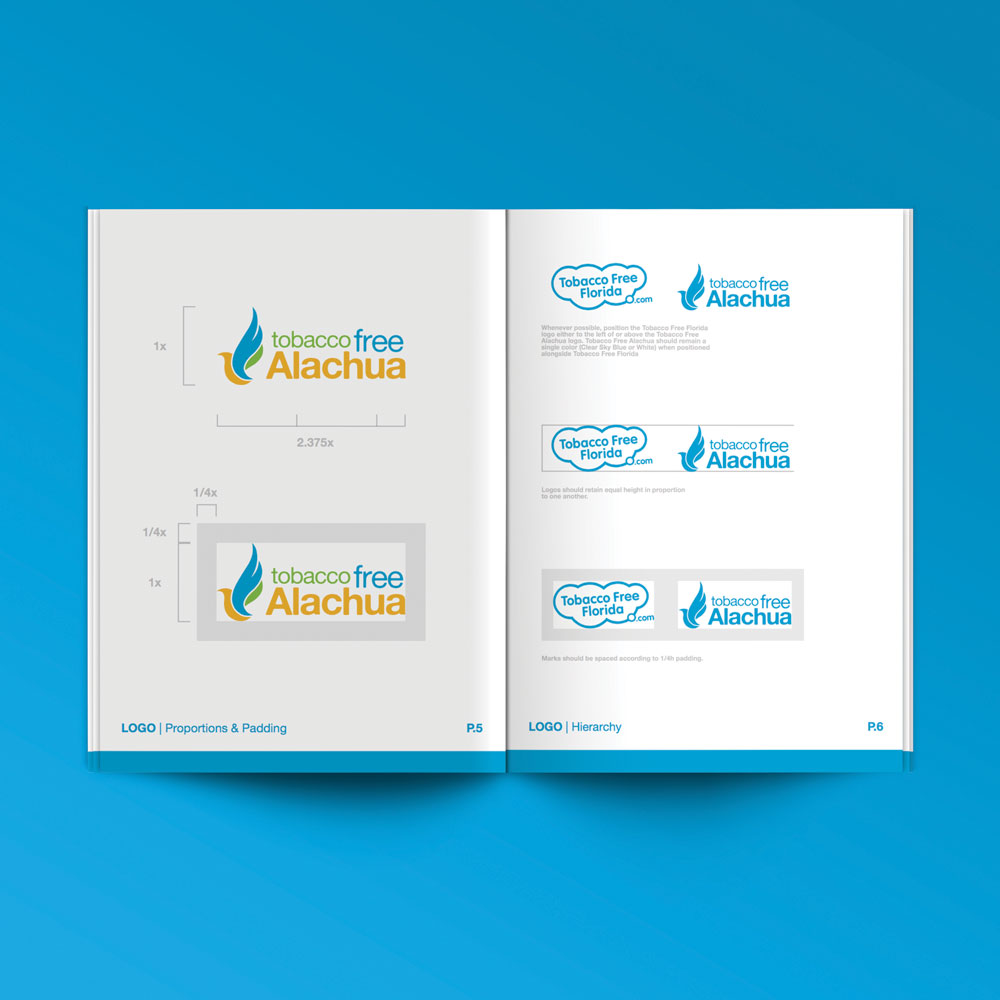 neutral7 graphic design tobacco free alachua branding guide booklet